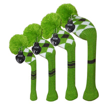 Load image into Gallery viewer, Scott Edward Knitted Golf Covers for Driver Wood,Fairway Wood and Hybrid Wood,Protect Golf Club from Scratches and Dust,Double Layers,Decorate Golf Bags,Green Grey Argyles