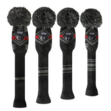 Load image into Gallery viewer, Scott Edward Knitted Golf Club Covers for Driver Wood,Fairway Wood and Hybrid Wood,Protect Golf Club from Scratches and Dust,Decorate Golf Bags with Maya Black Red Pattern