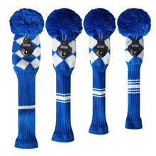 Load image into Gallery viewer, Scott Edward Knitted Golf Covers for Driver Wood,Fairway Wood and Hybrid Wood,Protect Golf Club from Scratches and Dust,Double Layers,Decorate Golf Bags,Blue White Argyles