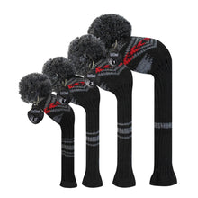 Load image into Gallery viewer, Scott Edward Knitted Golf Club Covers for Driver Wood,Fairway Wood and Hybrid Wood,Protect Golf Club from Scratches and Dust,Decorate Golf Bags with Maya Black Red Pattern