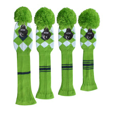 Load image into Gallery viewer, Scott Edward Knitted Golf Covers for Driver Wood,Fairway Wood and Hybrid Wood,Protect Golf Club from Scratches and Dust,Double Layers,Decorate Golf Bags,Green Grey Argyles