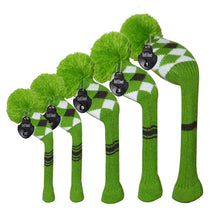 Load image into Gallery viewer, Scott Edward Knitted Golf Covers for Driver Wood,Fairway Wood and Hybrid Wood,Protect Golf Club from Scratches and Dust,Double Layers,Decorate Golf Bags,Green Grey Argyles