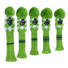 Load image into Gallery viewer, Scott Edward Knitted Golf Covers for Driver Wood,Fairway Wood and Hybrid Wood,Protect Golf Club from Scratches and Dust,Double Layers,Decorate Golf Bags,Green Grey Argyles