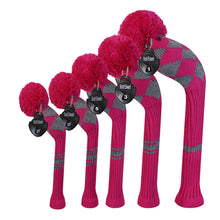 Load image into Gallery viewer, Scott Edward Knitted Golf Covers for Driver Wood,Fairway Wood and Hybrid Wood,Protect Golf Club from Scratches and Dust,Double Layers,Decorate Golf Bags,Rose Grey Argyles