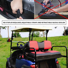 Load image into Gallery viewer, Scott Edward Golf Cart Accessories Golf Cart Seat Covers for Club Car Precedent/DS/EZGO TXT/RXV, Universal Replace The Front Vinyl Leather Seat Cushions, Adjustable Straps Retractable Buckle
