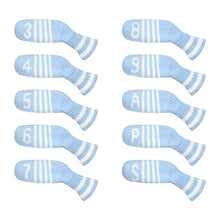 Load image into Gallery viewer, Scott Edward 10 Pcs Double Sided Alphabet Knit Iron Golf Club Covers Cuteness and Basically Socks Shape Washable &amp; Durable Club Head Protector
