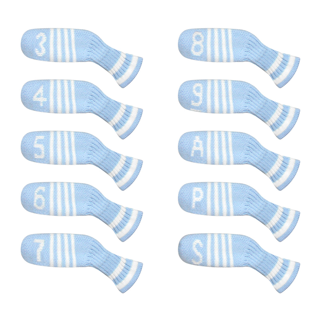 Scott Edward 10 Pcs Double Sided Alphabet Knit Iron Golf Club Covers Cuteness and Basically Socks Shape Washable & Durable Club Head Protector