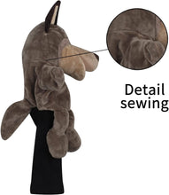 Load image into Gallery viewer, Scott Edward Funny Animal Head Golf Covers, Fit  for Drivers and Fairway Wood, Gray Wolf, Cool and Functional
