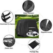 Load image into Gallery viewer, Scott Edward Golf Cart Cover 400D Waterproof Windproof Sunproof Outdoor All-Weather Polyester Full Golf Cart Cover Fits EZGO, Club Car, Yamaha, 2/4 Passenger Golf Cart, Black without vent
