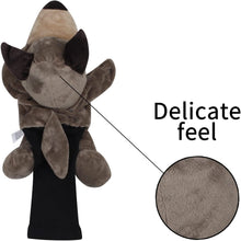 Load image into Gallery viewer, Scott Edward Funny Animal Head Golf Covers, Fit  for Drivers and Fairway Wood, Gray Wolf, Cool and Functional
