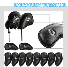 Load image into Gallery viewer, Golf PU leather iron set 12 pieces for golf club head cover Set of 12 pieces for most clubs Club head covers embroidered with club labels
