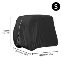 Load image into Gallery viewer, Scott Edward Golf Cart Cover 400D Waterproof Windproof Sunproof Outdoor All-Weather Polyester Full Golf Cart Cover Fits EZGO, Club Car, Yamaha, 2/4 Passenger Golf Cart, Black with air vent
