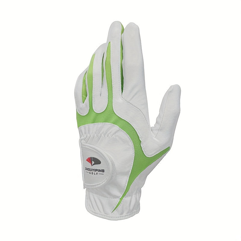 Scott Edward 1pcs men's single green white left hand golf microfiber nano non-slip breathable gloves