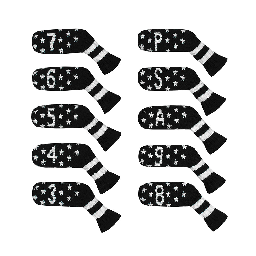 Scott Edward New Style 10 Pcs Golf Iron Head Covers Cuteness and Basically Socks Shape Washable & Durable Golf Club Head Protector-Little Snow