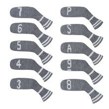 Load image into Gallery viewer, Scott Edward 10 Pcs Golf Iron Head Covers Cuteness and Basically Socks Shape Washable &amp; Durable Golf Club Head Protector with Grey Pattern
