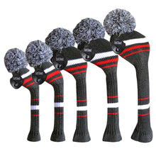 Load image into Gallery viewer, Scott Edward Knitted Golf Covers for Driver Wood,Fairway Wood and Hybrid Wood,Protect Golf Club from Scratches and Dust,Decorate Golf Bags with Classical Grey White Red Stripes
