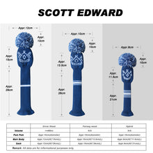 Load image into Gallery viewer, Scott Edward Knitted Golf Covers for Driver Wood,Fairway Wood and Hybrid Wood,Protect Golf Club from Scratches and Dust,Double Layers,Decorate Golf Bags, Crown Blue
