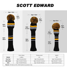 Load image into Gallery viewer, Scott Edward Golf Knitted Covers Classical Yellow White Stripes Pattern,Golf Protector for Driver(460cc),Fairway and Hybrid(UT) Wood
