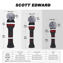 Load image into Gallery viewer, Scott Edward Knitted Golf Covers for Driver Wood,Fairway Wood and Hybrid Wood,Protect Golf Club from Scratches and Dust,Decorate Golf Bags with Classical Grey White Red Stripes
