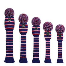 Load image into Gallery viewer, 2022 Scott Edward Golf Club Knitted Headcovers for Driver(460cc),Fairway(3/5/7) and Hybrid(UT),Double Layers Acrylic Yarn, Three Fine Streak Pattern for Golfer Gifts, Purple Color
