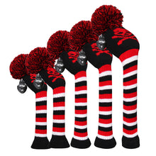 Load image into Gallery viewer, Scott Edward Golf Club Knitted Headcovers Double Layers Elastic Acrylic Yarn,Fluffy Pom Creativity Pattern for Golfer Gifts,Golf Club Protector- Skull Pattern for Driver(460cc),Fairway(3/5/7) and Hybrid(UT)
