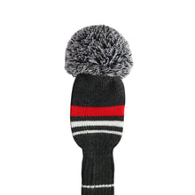 Load image into Gallery viewer, Scott Edward Golf Club Knitted Headcovers Double Layers Elastic Acrylic Yarn,Fluffy Pom Creativity Pattern for Golfer Gifts,Golf Club Protector- Classcial Red Warning Stripes for Driver(460cc),Fairway(3/5/7) and Hybrid(UT)
