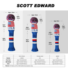 Load image into Gallery viewer, Scott Edward Knitted Golf Covers for Driver Wood,Fairway Wood and Hybrid Wood,Protect Golf Club from Scratches and Dust,Double Layers,Decorate Golf Bags,  Us Flags Pattern
