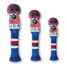 Load image into Gallery viewer, Scott Edward Knitted Golf Covers for Driver Wood,Fairway Wood and Hybrid Wood,Protect Golf Club from Scratches and Dust,Double Layers,Decorate Golf Bags,  Us Flags Pattern
