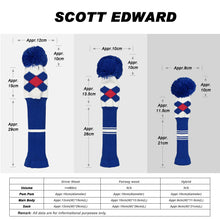 Load image into Gallery viewer, Scott Edward Knitted Golf Covers for Driver Wood,Fairway Wood and Hybrid Wood,Protect Golf Club from Scratches and Dust,Decorate Golf Bags with Blue Red Argyles
