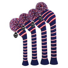 Load image into Gallery viewer, 2022 Scott Edward Golf Club Knitted Headcovers for Driver(460cc),Fairway(3/5/7) and Hybrid(UT),Double Layers Acrylic Yarn, Three Fine Streak Pattern for Golfer Gifts, Purple Color
