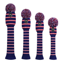 Load image into Gallery viewer, 2022 Scott Edward Golf Club Knitted Headcovers for Driver(460cc),Fairway(3/5/7) and Hybrid(UT),Double Layers Acrylic Yarn, Three Fine Streak Pattern for Golfer Gifts, Purple Color
