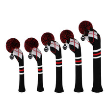 Load image into Gallery viewer, Scott Edward Golf Club Knitted Headcovers for Driver(460cc),Fairway(3/5/7) and Hybrid(UT),Double Layers Acrylic Yarn, Black White Red Argyle  Pattern for Golfer Gifts,Golf Club Protector
