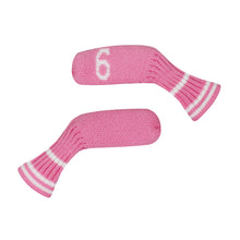 Load image into Gallery viewer, Scott Edward 10 Pcs Golf Iron Head Covers Cuteness and Basically Socks Shape Washable &amp; Durable Golf Club Head Protector with Pink White Stripes
