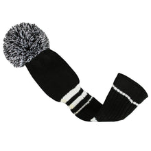 Load image into Gallery viewer, Scott Edward Golf Club Knitted Headcovers Double Layers Elastic Acrylic Yarn,Fluffy Pom Creativity Pattern for Golfer Gifts,Golf Club Protector-for Driver(460cc),Fairway(3/5/7) and Hybrid(UT)-White Black Stripes
