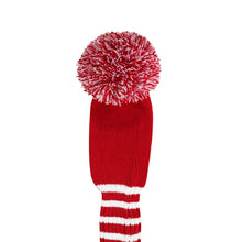 Load image into Gallery viewer, Scott Edward Golf Head Cover for Driver Wood,Fairway Wood,Hybrid Wood,Double Layer,Elastic Yarn,Fluffy Pom Snug for Golf Club and Decorate Golf Bags,Classic Style-Crimson White Stripes
