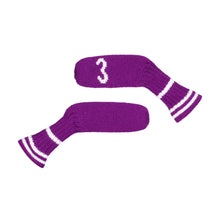 Load image into Gallery viewer, Scott Edward 10 Pcs Golf Iron Head Covers Cuteness and Basically Socks Shape Washable &amp; Durable Golf Club Head Protector with Purple White Pattern
