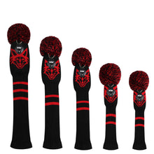Load image into Gallery viewer, Scott Edward Golf Club Knitted Headcovers Double Layers Elastic Acrylic Yarn,Fluffy Pom Creativity Pattern for Golfer Gifts,Golf Club Protector- Cute Red Fox for Driver(460cc),Fairway(3/5/7) and Hybrid(UT)
