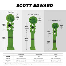 Load image into Gallery viewer, Scott Edward Knitted Golf Covers for Driver Wood,Fairway Wood and Hybrid Wood,Protect Golf Club from Scratches and Dust,Double Layers,Decorate Golf Bags,Green Grey Argyles
