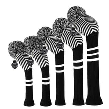 Load image into Gallery viewer, Scott Edward Knitted Golf Covers for Driver Wood,Fairway Wood and Hybrid Wood,Protect Golf Club from Scratches and Dust,Double Layers,Decorate Golf Bags, Black White Twill Pattern
