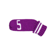 Load image into Gallery viewer, Scott Edward 10 Pcs Golf Iron Head Covers Cuteness and Basically Socks Shape Washable &amp; Durable Golf Club Head Protector with Purple White Pattern
