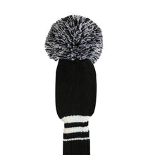 Load image into Gallery viewer, Scott Edward Golf Club Knitted Headcovers Double Layers Elastic Acrylic Yarn,Fluffy Pom Creativity Pattern for Golfer Gifts,Golf Club Protector-for Driver(460cc),Fairway(3/5/7) and Hybrid(UT)-White Black Stripes
