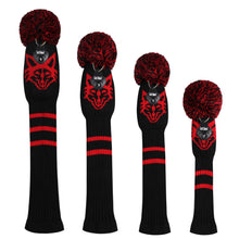 Load image into Gallery viewer, Scott Edward Golf Club Knitted Headcovers Double Layers Elastic Acrylic Yarn,Fluffy Pom Creativity Pattern for Golfer Gifts,Golf Club Protector- Cute Red Fox for Driver(460cc),Fairway(3/5/7) and Hybrid(UT)
