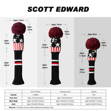 Load image into Gallery viewer, Scott Edward Knitted Golf Covers for Driver Wood,Fairway Wood and Hybrid Wood,Protect Golf Club from Scratches and Dust,Double Layers,Decorate Golf Bags, Star Black Pattern
