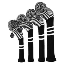 Load image into Gallery viewer, Scott Edward Knitted Golf Covers for Driver Wood,Fairway Wood and Hybrid Wood,Protect Golf Club from Scratches and Dust,Double Layers,Decorate Golf Bags, Black White Twill Pattern
