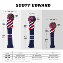 Load image into Gallery viewer, Scott Edward Knitted Golf Covers for Driver Wood,Fairway Wood and Hybrid Wood,Protect Golf Club from Scratches and Dust,Double Layers,Decorate Golf Bags, Red Ripple Pattern
