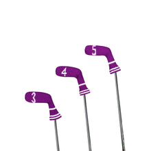 Load image into Gallery viewer, Scott Edward 10 Pcs Golf Iron Head Covers Cuteness and Basically Socks Shape Washable &amp; Durable Golf Club Head Protector with Purple White Pattern
