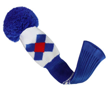 Load image into Gallery viewer, Scott Edward Knitted Golf Covers for Driver Wood,Fairway Wood and Hybrid Wood,Protect Golf Club from Scratches and Dust,Decorate Golf Bags with Blue Red Argyles
