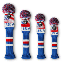 Load image into Gallery viewer, Scott Edward Knitted Golf Covers for Driver Wood,Fairway Wood and Hybrid Wood,Protect Golf Club from Scratches and Dust,Double Layers,Decorate Golf Bags,  Us Flags Pattern
