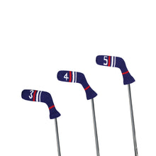 Load image into Gallery viewer, Scott Edward 10 Pcs Golf Iron Head Covers Cuteness and Socks Shape Washable &amp; Durable Golf Club Head Protector with Blue White Stripes
