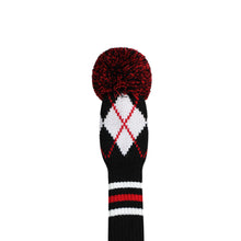 Load image into Gallery viewer, Scott Edward Golf Club Knitted Headcovers for Driver(460cc),Fairway(3/5/7) and Hybrid(UT),Double Layers Acrylic Yarn, Black White Red Argyle  Pattern for Golfer Gifts,Golf Club Protector
